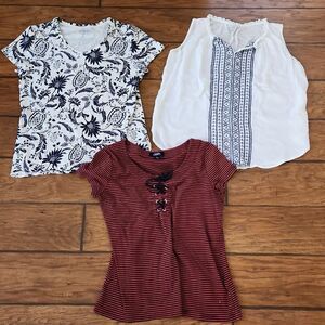 Bundle 3 women's medium summer tops blouses,Chaps, Liz Claiborne,Croft &…